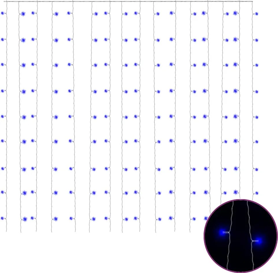 vidaXL 8 funkciós kék fényfüggöny 300 LED-del 3 x 3 m