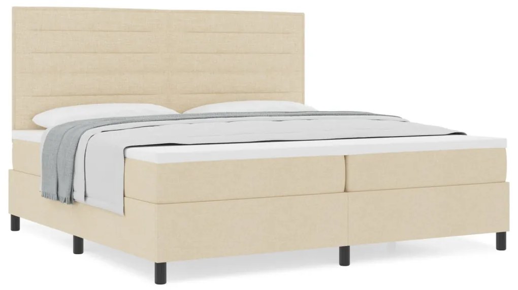 Box Spring Ágy Matraccal Krém 200x200 cm Szövet