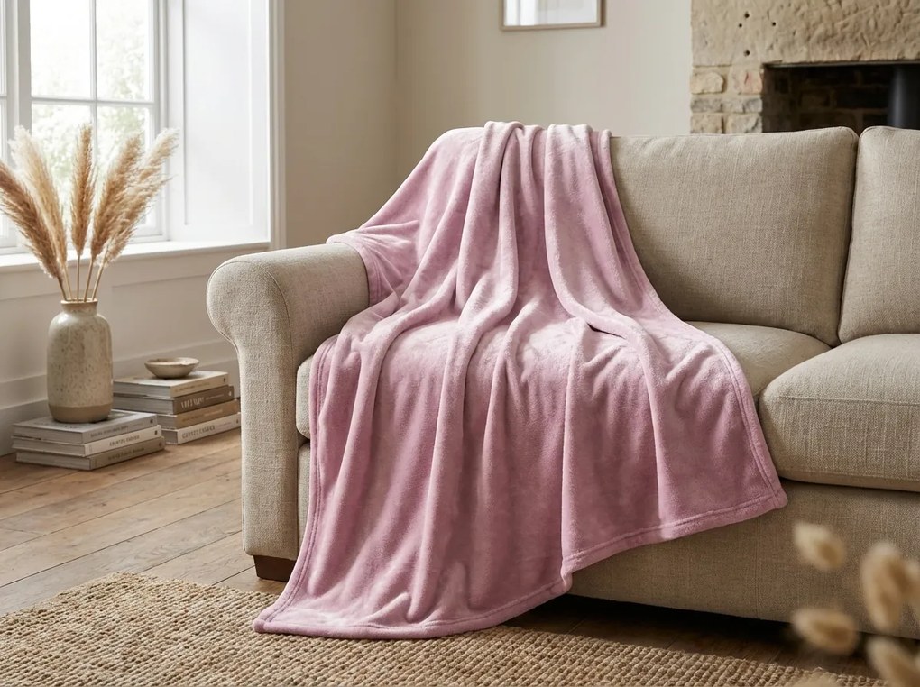 Mikroszálas takaró SOFT, púderrózsaszín Méret: 160 x 200 cm