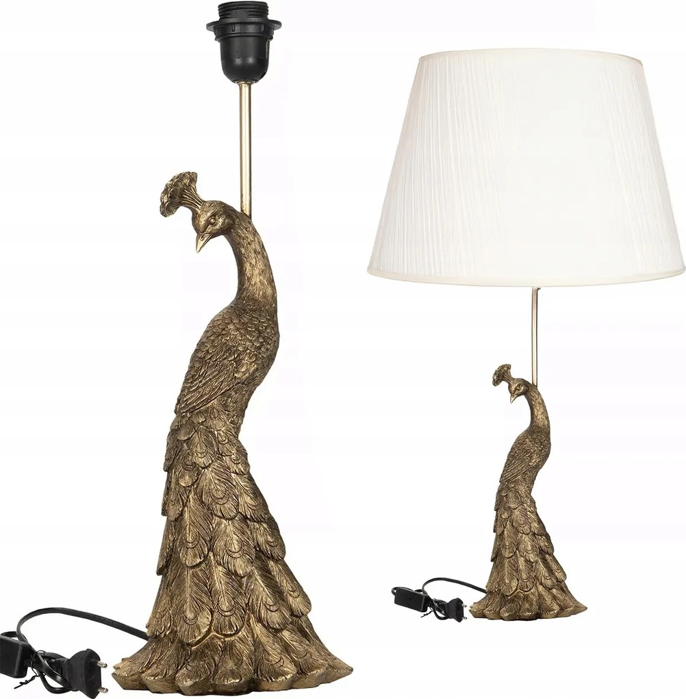 Asztali Lámpa Arany Páva Madár Asztali Éjszakai E27 glamour hálószoba nappali