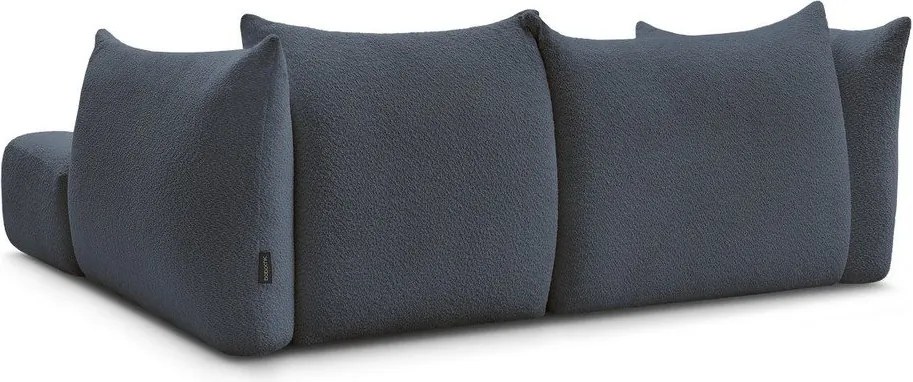 Sötétkék buklé sarokkanapé (jobb oldali-heverő résszel) Azra – Bobochic Paris