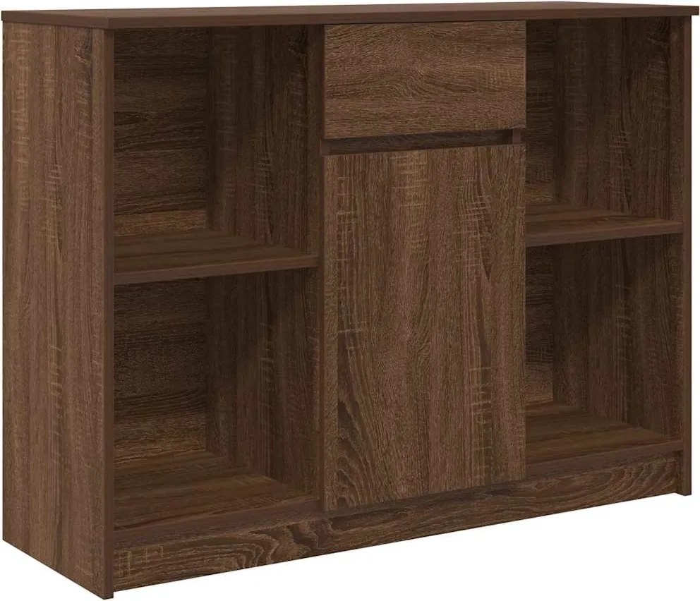 vidaXL barna tölgy szerelt fa tálalószekrény fiókos 101x35x76 cm