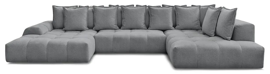 Sötétszürke zsenília kinyitható-tárolóhelyes sarokkanapé (jobb oldali-U alakú) Everest – Bobochic Paris