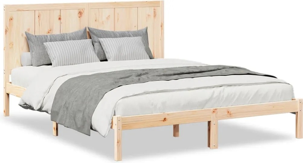 vidaXL tömör fa extra hosszú ágykeret matrac nélkül 140 x 220 cm