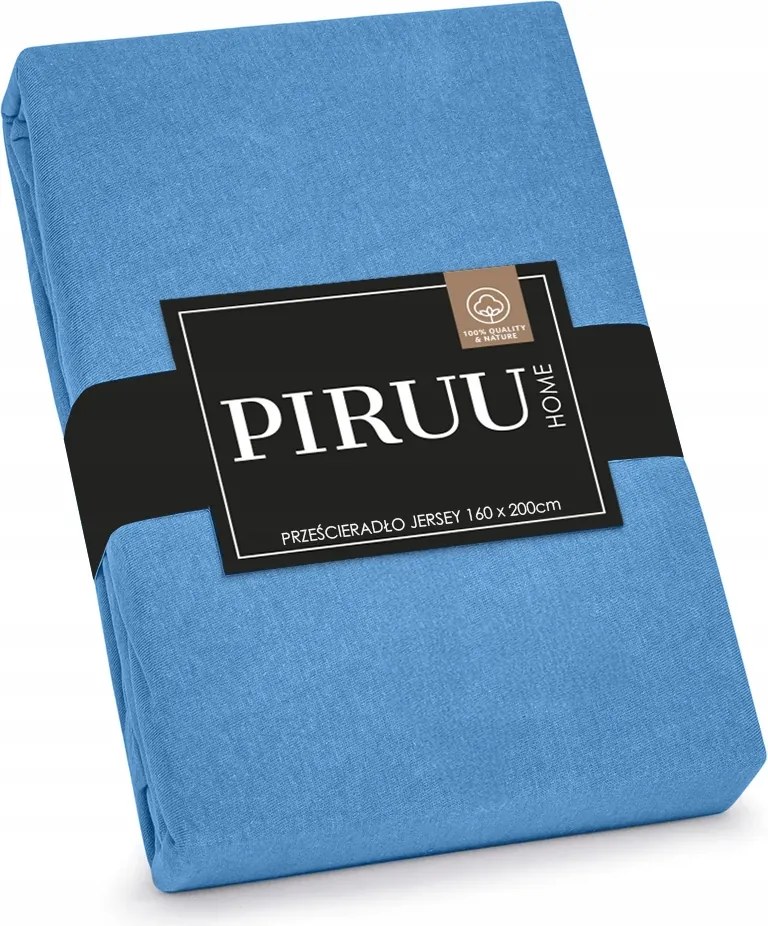 Pamut Gumis Lepedő 160x200 Puha Szín Kék Jersey