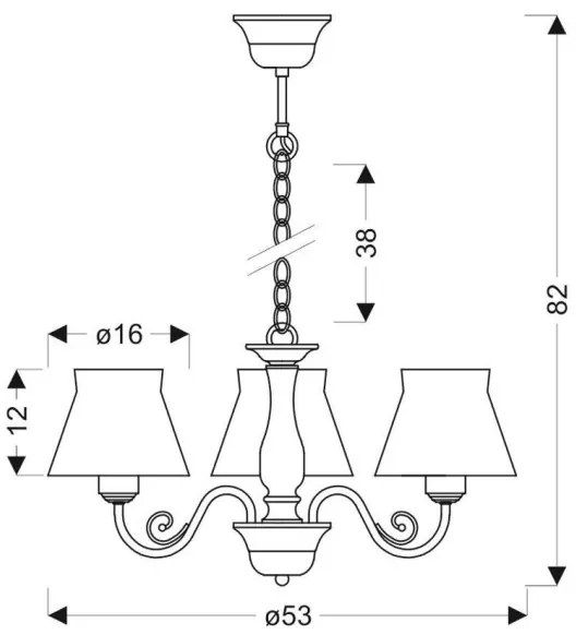 Csillár láncon ZEFIR 3xE27/40W/230V