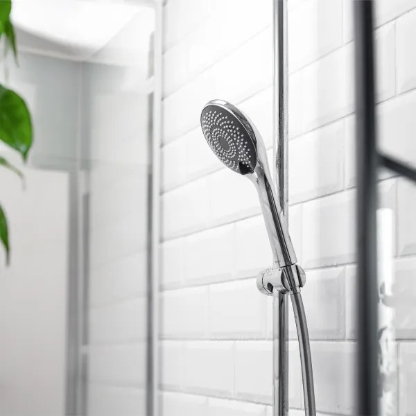 WENKO 23993100 - Zuhanyfej víztakarékos rendszer 11x11 cm fényes króm/fehér/szürke