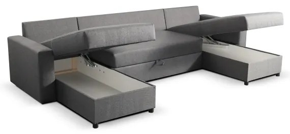 U-alakú, kihúzható ülőgarnitúra tárolórésszel JANISE, szürke