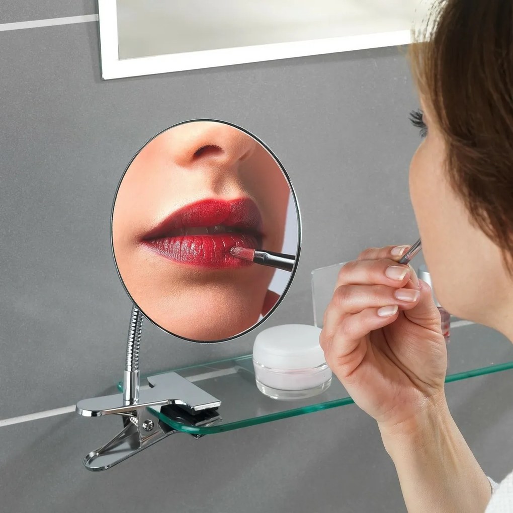 Wenko Clip kozmetikai tükör 5x nagyítás, átmérő 15 cm