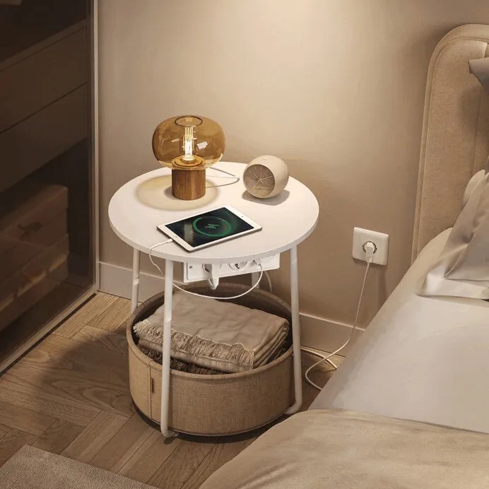 Lerakóasztal 45x45x50 cm, MDF, fehér, AKF-E1028 WT