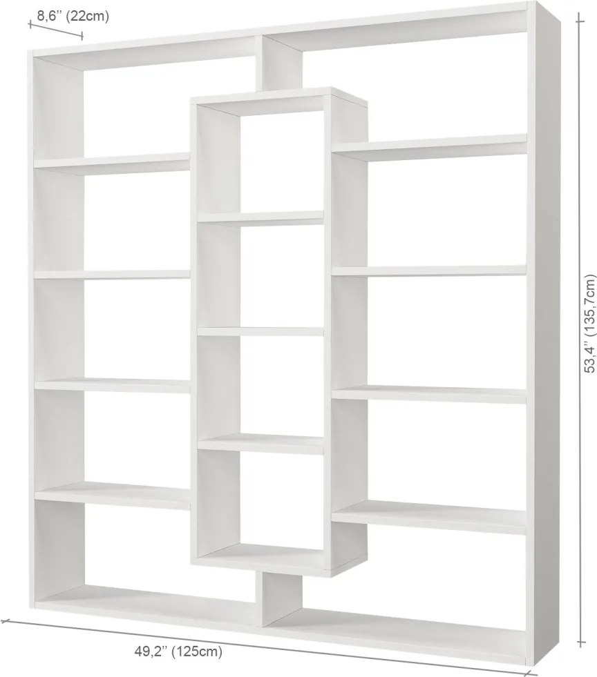 Ample könyvespolc, fehér, 125 cm