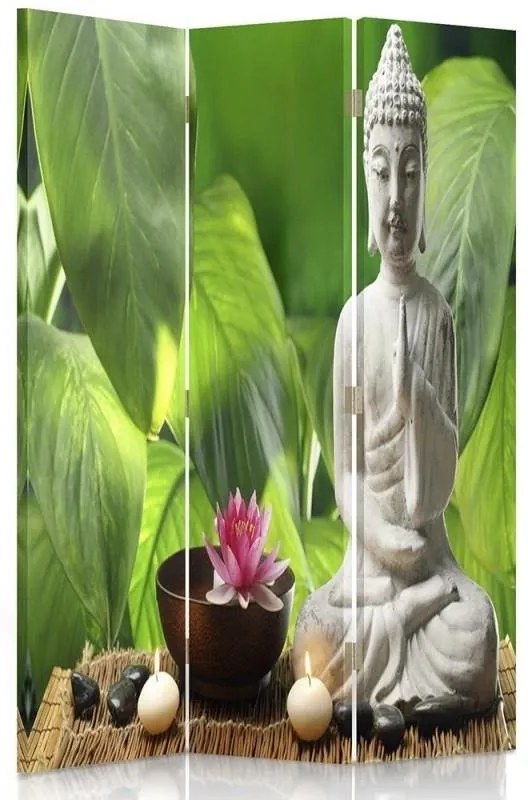 Gario Paraván Buddha leveles háttéren Méret: 145 x 170 cm, Kivitelezés: Klasszikus paraván