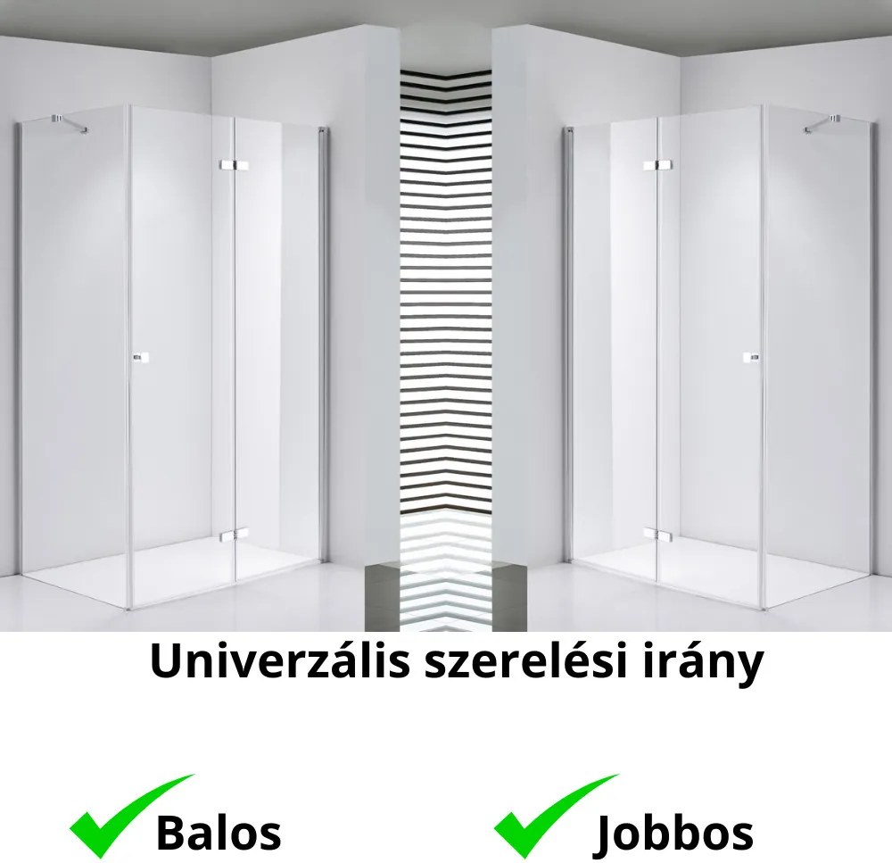 Stuxi Verona 90x70 aszimmetrikus csuklóajtós zuhanykabin 6 mm vízlepergető biztonsági üveggel, króm