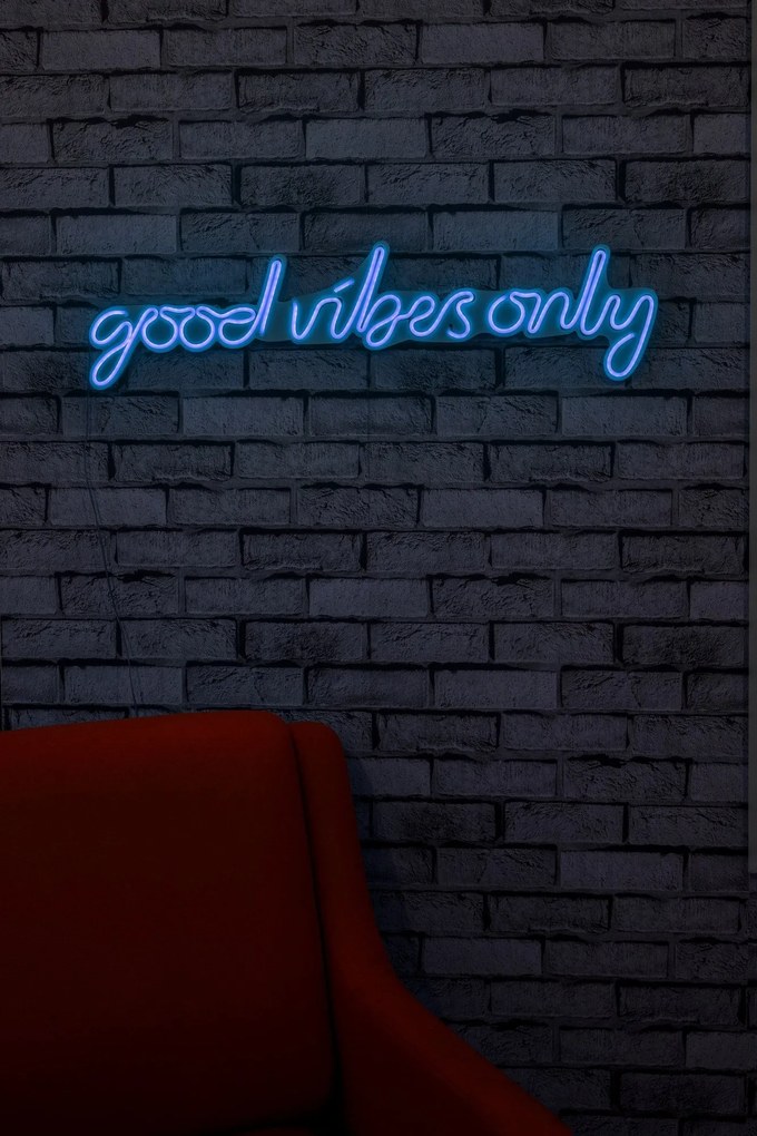 Műanyag LED-es fali dekoráció, Good Vibes Only - Blue