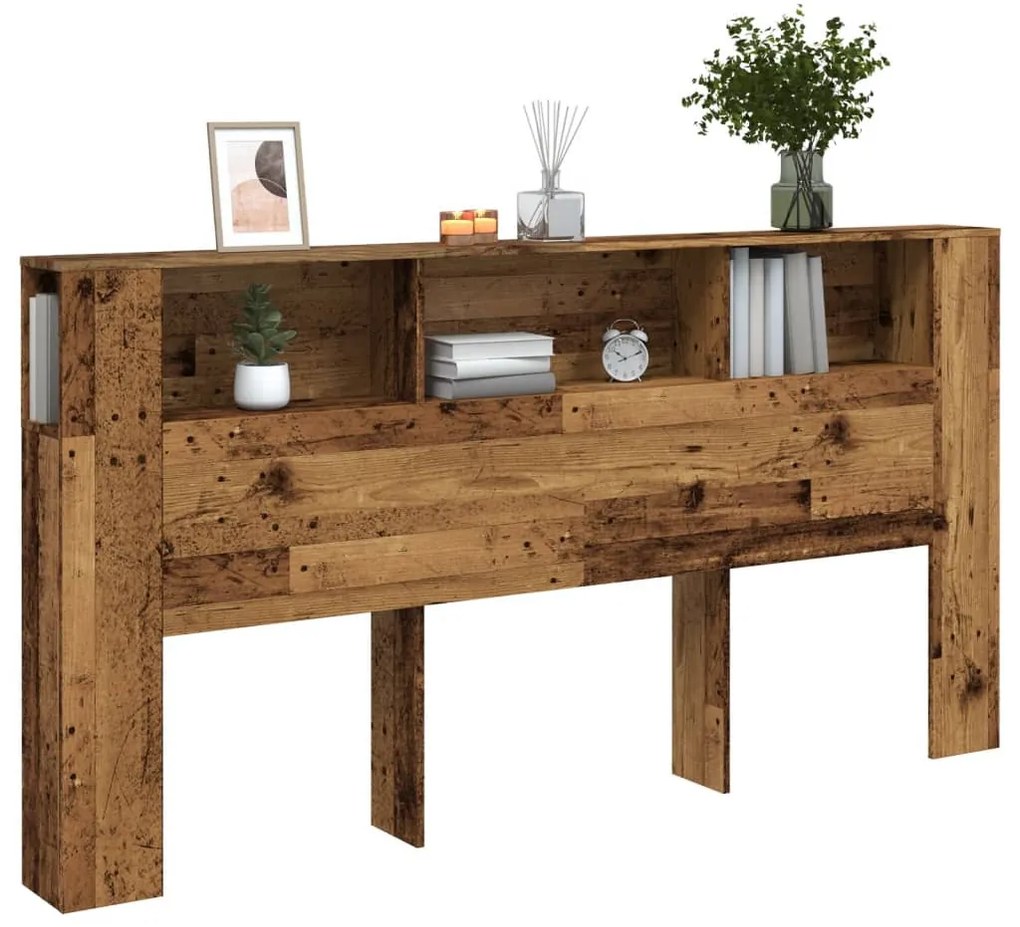 antik fa színű szerelt fa áthidalószekrény 200x18,5x102,5 cm