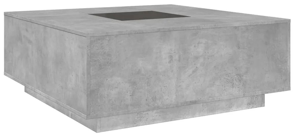 betonszürke végtelen hatású LED-es dohányzóasztal 100x100x40 cm