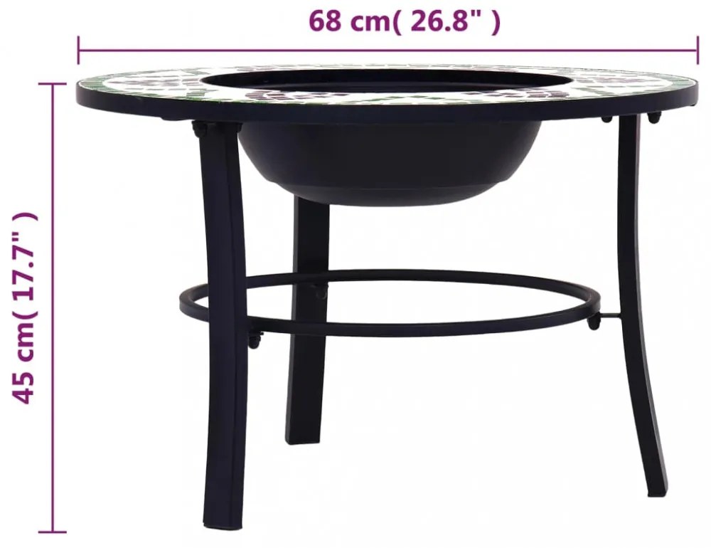 zöld kerámia mozaik tűztál 68 cm