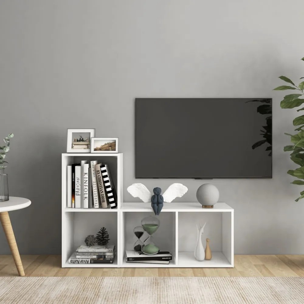 2 db fehér szerelt fa TV-szekrény 72 x 35 x 36,5 cm