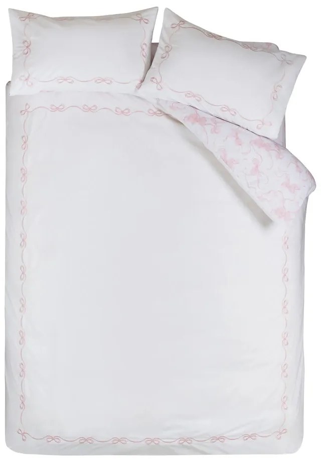 Fehér kétszemélyes ágyneműhuzat 200x200 cm Bow Embroidery – Catherine Lansfield