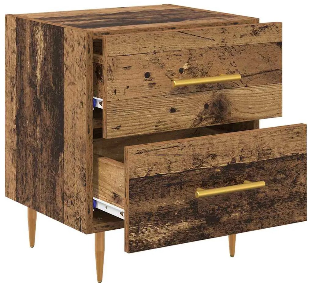 vidaXL Éjjeliszekrény fiókkal 2 pcs Öreg fa 40 x 35 x 47,5 cm Faanyag