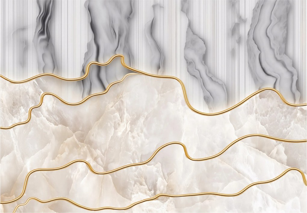 Flizelin fotótapéta Márvány Arany Bézs Szürke Elegancia 368x254 +ragasztó
