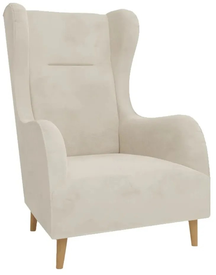 Krémszínű bársony füles fotel Carole – Ropez