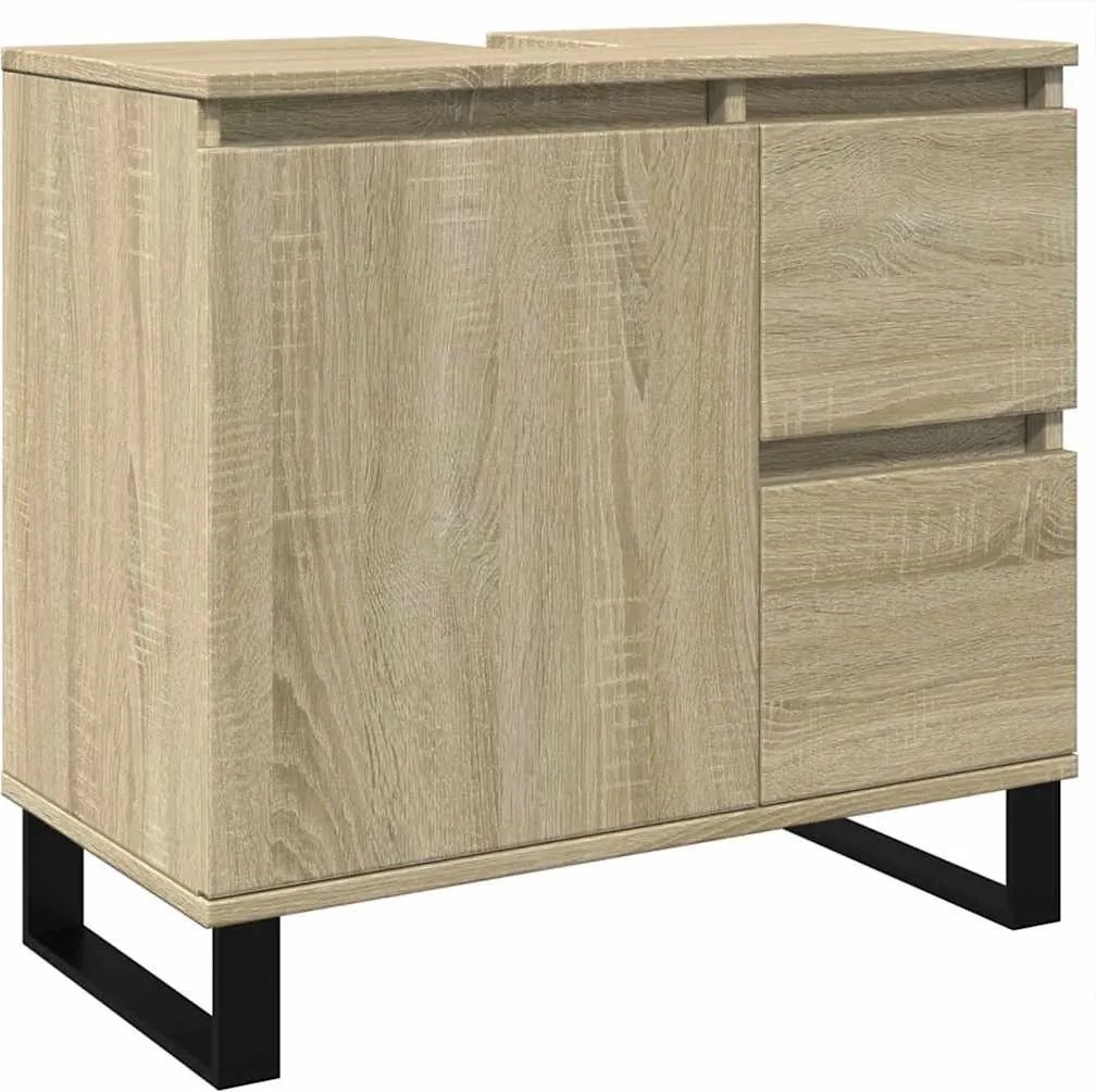 vidaXL sonoma tölgy színű szerelt fa fürdőszobaszekrény 65x33x60 cm