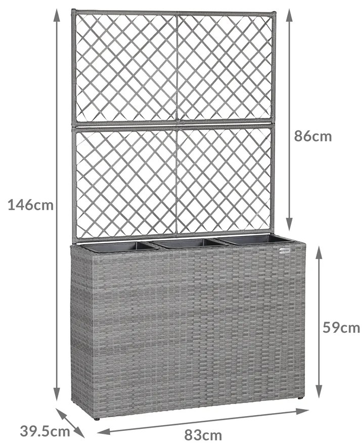 Casaria® Virágcserép dobozzal és ráccsal - szürke