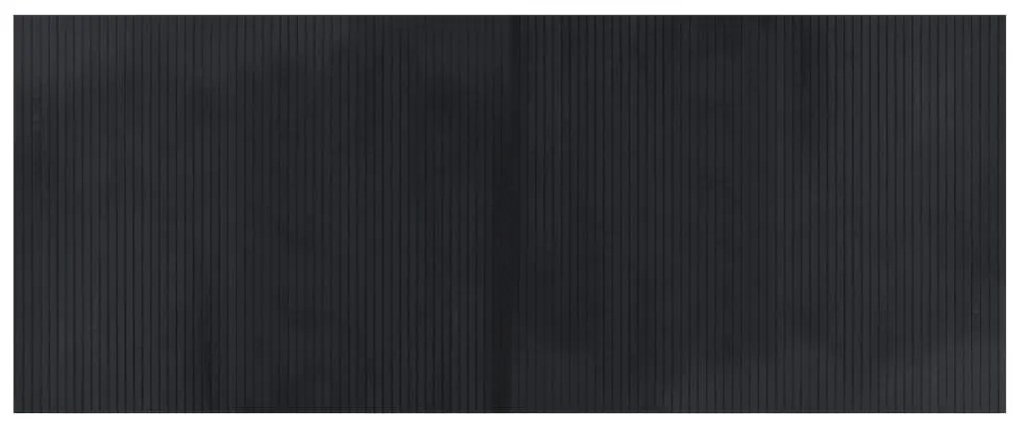 négyszögletű fekete bambusz szőnyeg 80 x 200 cm
