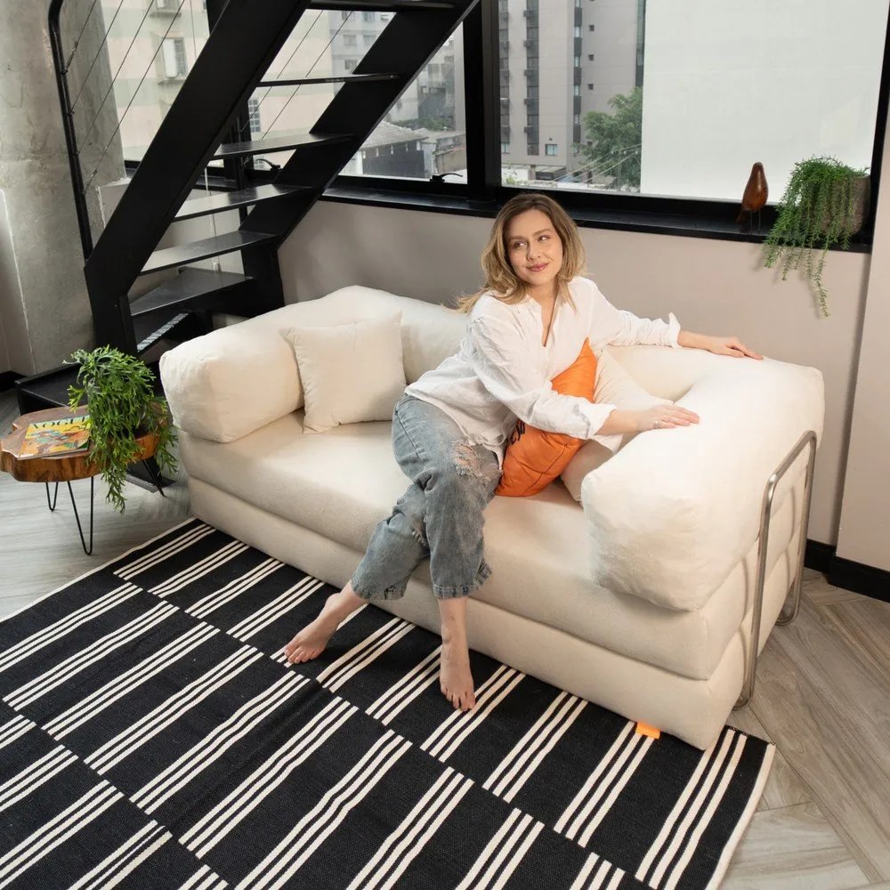 Bézs buklé kinyitható kanapé 180 cm Bloom – TemaHome