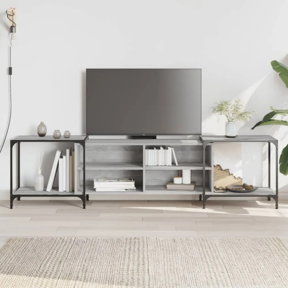 szürke sonoma színű szerelt fa TV szekrény 203 x 37 x 50 cm