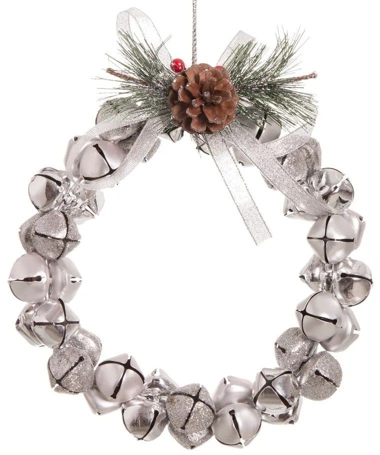 Ezüstszínű karácsonyi függő koszorú Cascabeles - Casa Selección