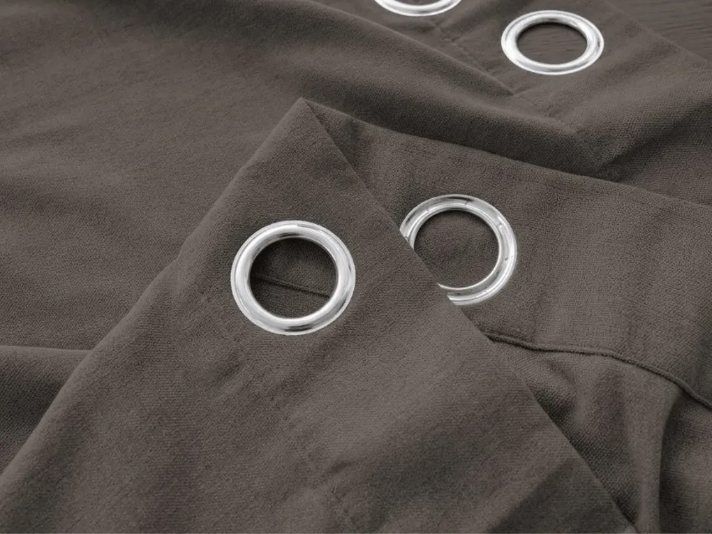 Függöny TAVIO 140x250 cm, szürkésbarna Felfüggesztés: Fém gyűrűk