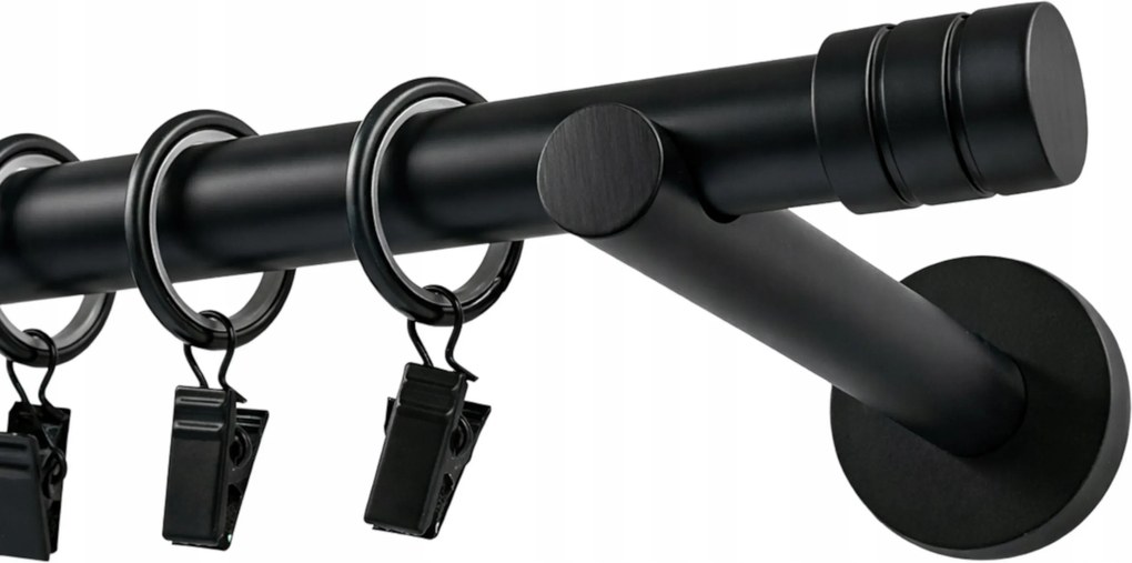 Függönykarnis Szimpla Fém 19mm Fekete 180cm Luna Maró