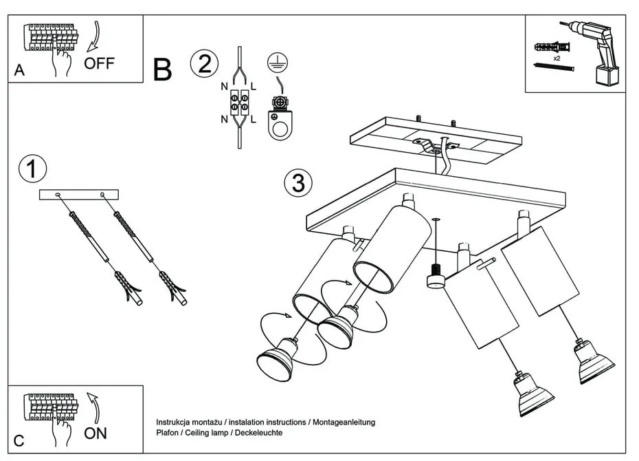 Etna fehér mennyezeti lámpa - Sollux