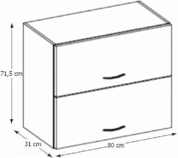 Felsőszekrény, fehér extra magasfényű/szürke, PRADO 80 GU-72