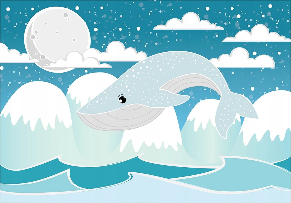 Fotótapéta Bálnák kék hegyek hó hold vinil 368x280 +ragasztó