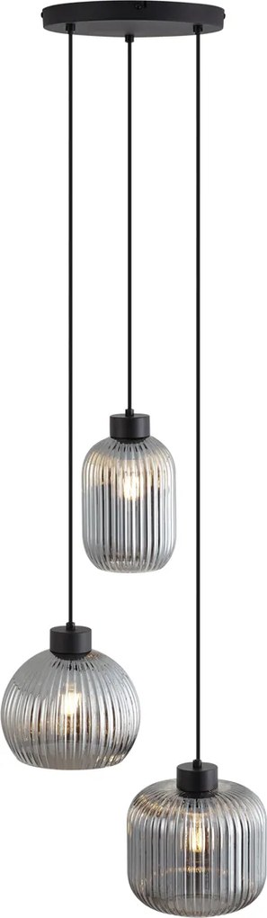 Okos függőlámpa fekete füstüveggel, 3 izzós, WiFi A60-nal - Ana