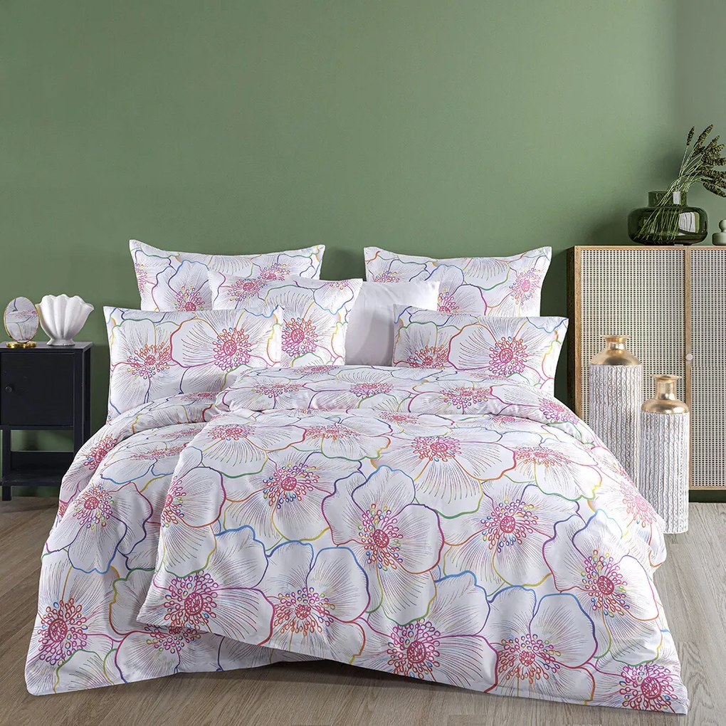 BedTex Satin ágynemű Bloom, 160 x 200 cm, 2 x 70 x 80 cm, 160 x 200 cm, 2 db 70 x 80 cm