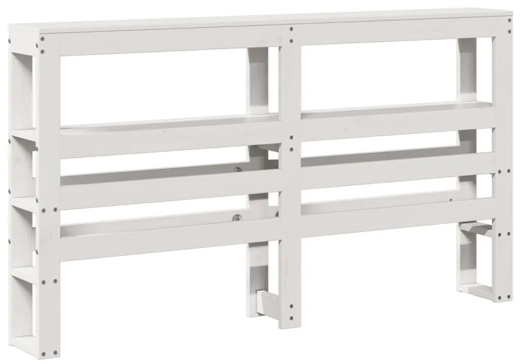 fehér tömör fenyőfa fejtámla polcokkal 135 cm