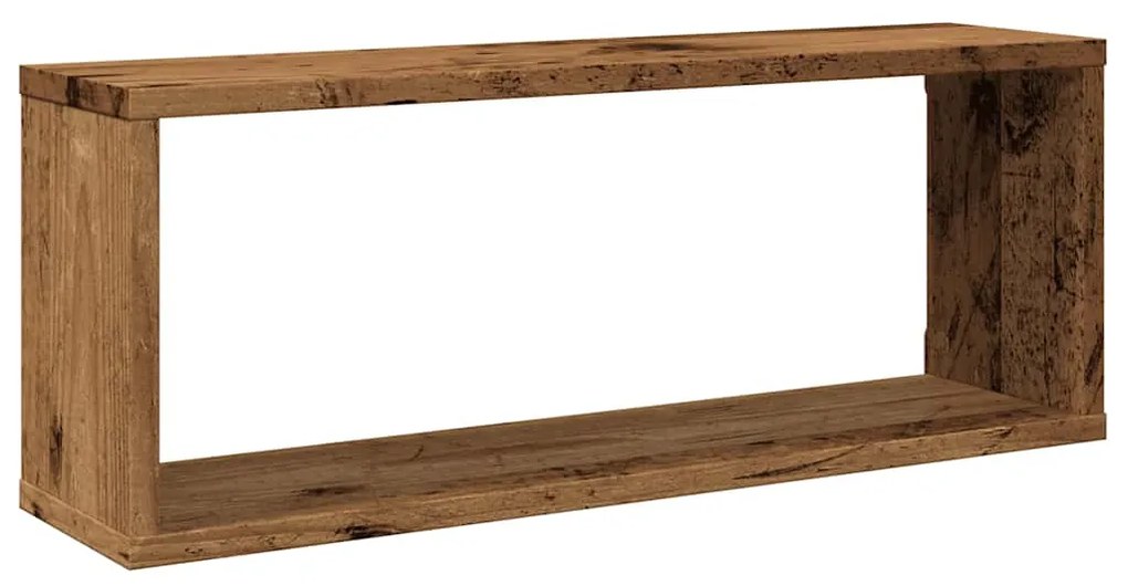 2 db antik fa színű szerelt fa fali kockapolc 60 x 15 x 23 cm