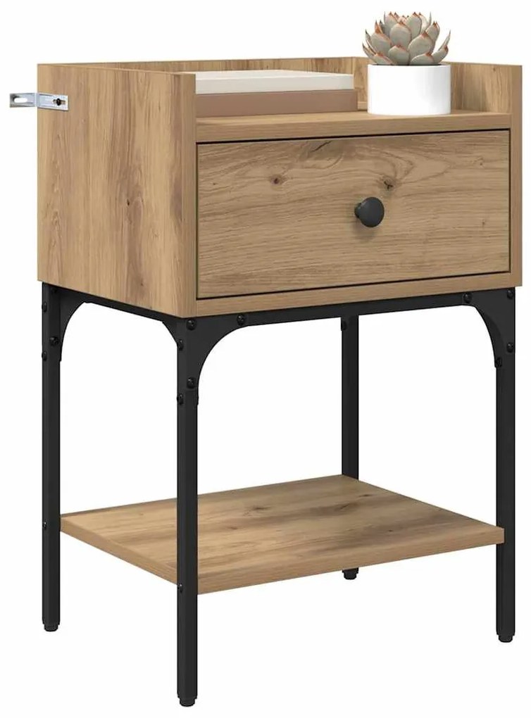 Éjjeli asztal fiókkal kézműves tölgy 40 x 29 x 60 cm Faanyag