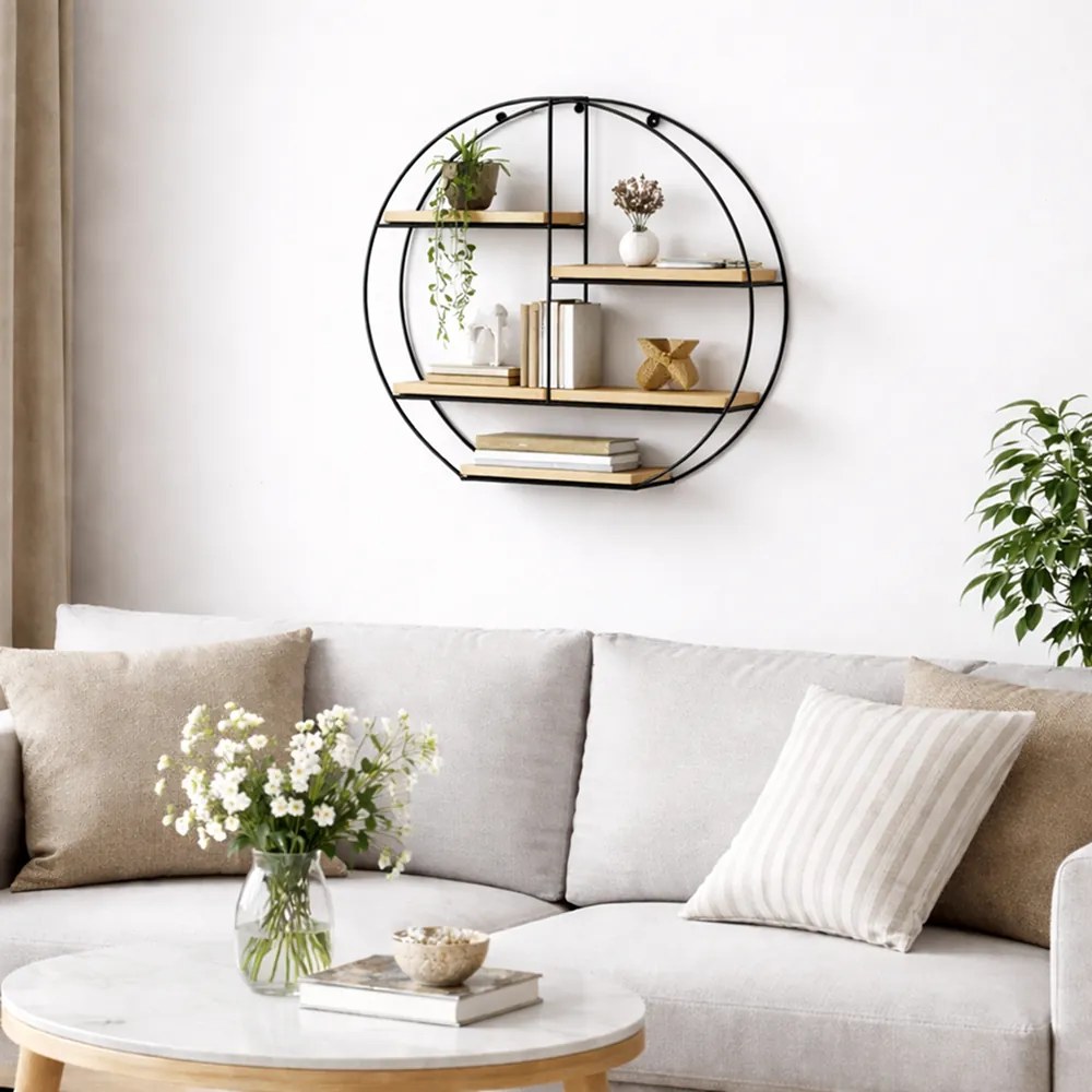 Polc, természetes/fekete, DESIO TYP 2