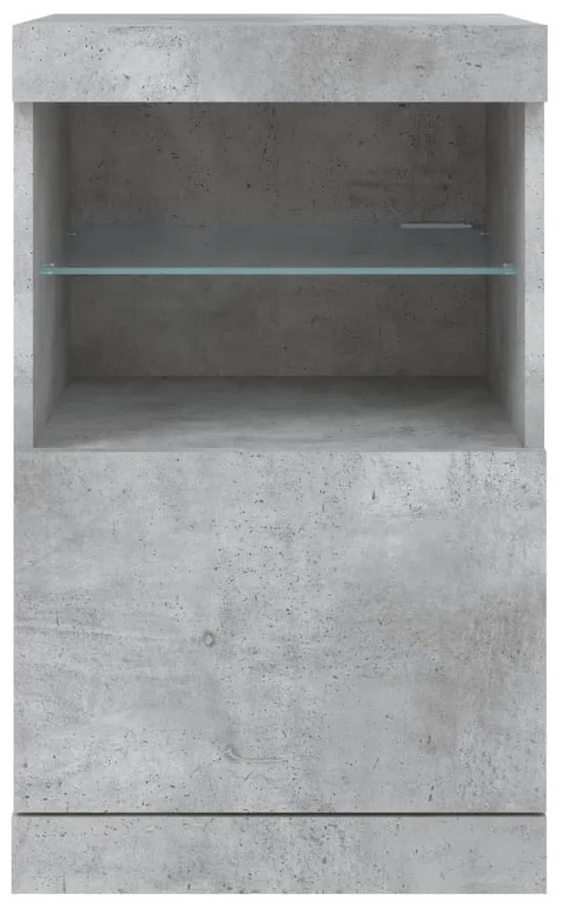 betonszürke tálalószekrény LED-világítással 41 x 37 x 67 cm