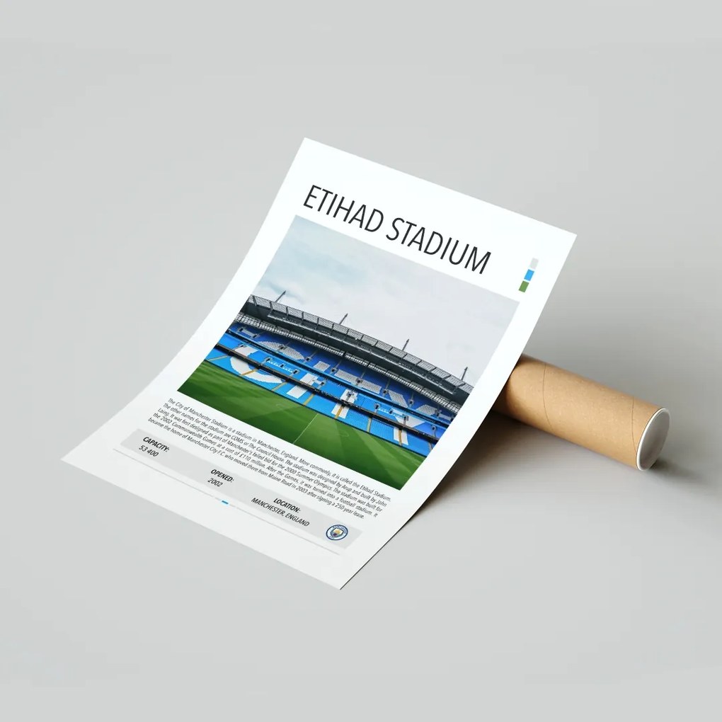 Poszter Manchester City Etihad Stadium Focilabda 30x40 cm Ajándék