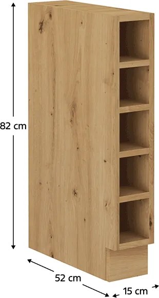 Alsó nyitott szekrény, artisan tölgy, MONRO 15 D OTW BB