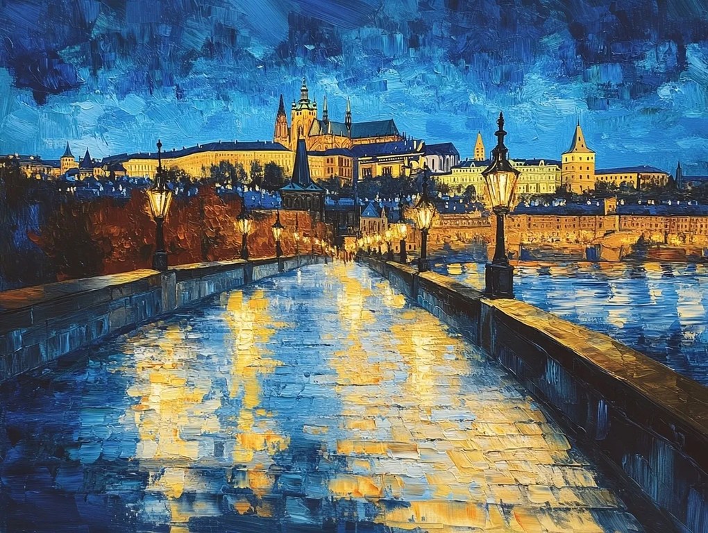 Vászonkép Canvas Város Építészet Prága Híd Éjszaka 80x60