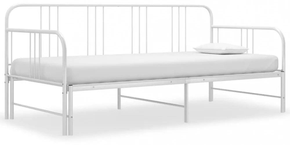 fehér fém kihúzható kanapéágy-keret 90 x 200 cm