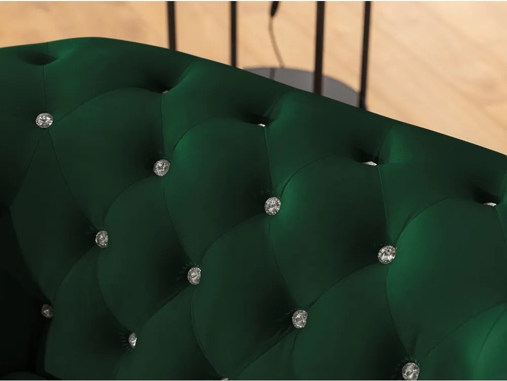 Zöld bársony kinyitható sarokkanapé (jobb oldali-L alakú) York Blik – Ropez