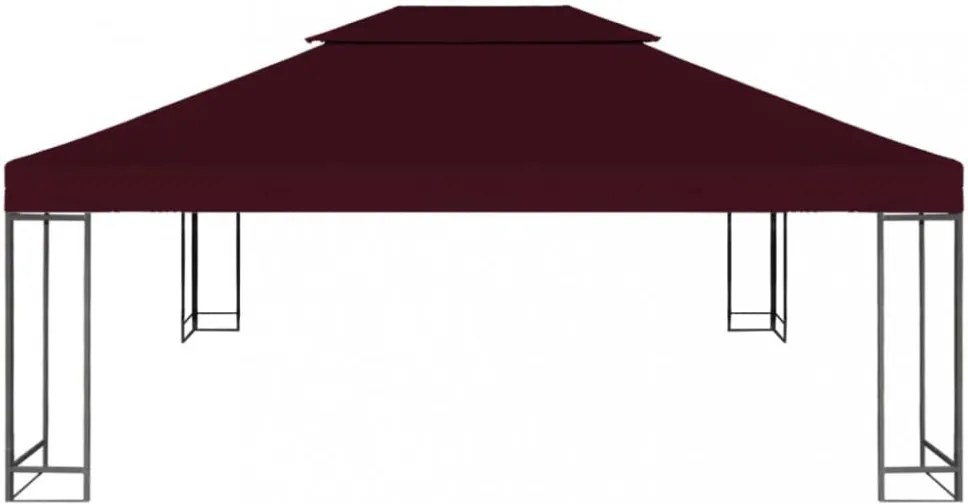 bordó kétszintes pavilon tetőponyva 310 g/m² 4 x 3 m